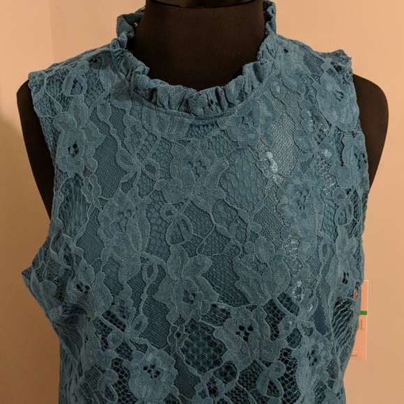 NWT Nanette Lepore Large TealBlue Lace Tank Blouse - Picture 2 of 11